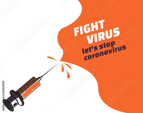 Vaccination Campaign.Immunization: syringe with vaccine for immunization campaign. Vector image.