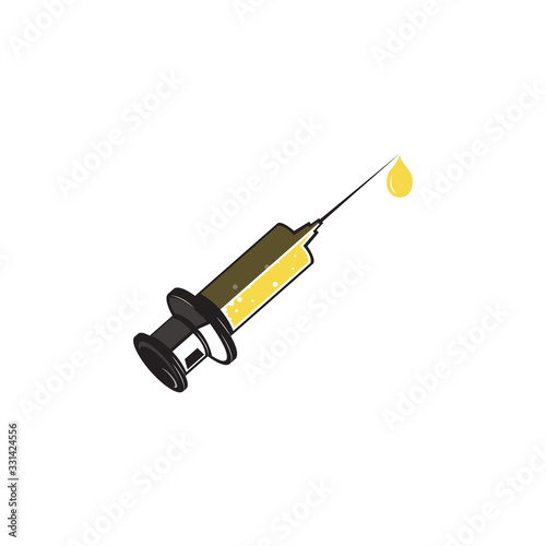 Medical syringe vaccine icon isolate, flu virus infection epidemic vaccination.