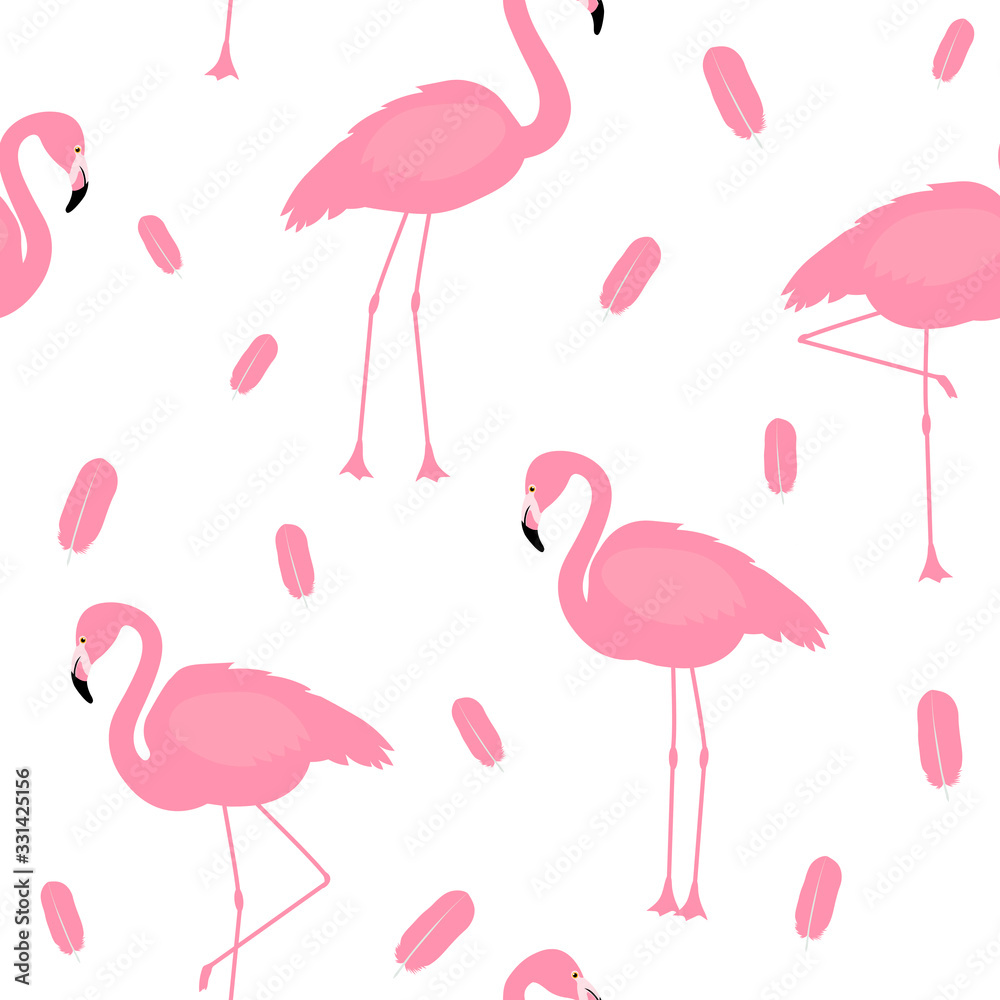 Obraz premium Vector flamingo bird seamless pattern