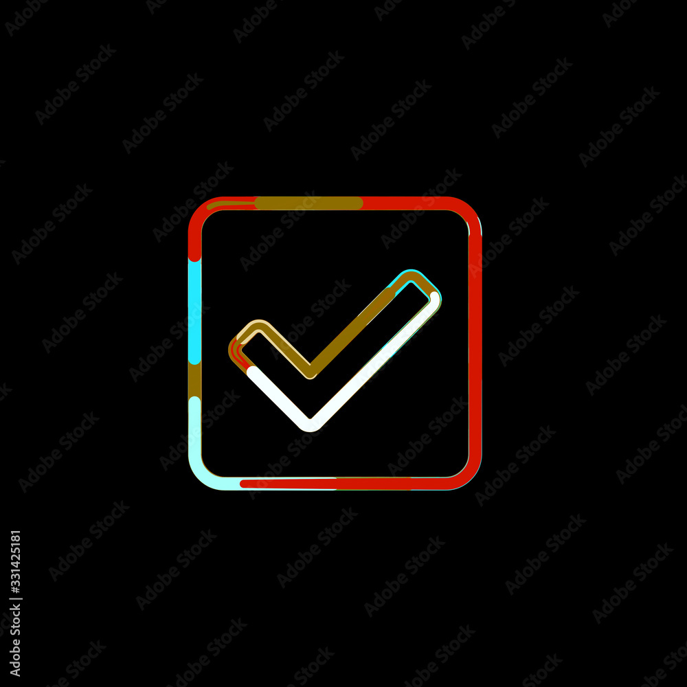 Symbol check square from multi-colored circles and stripes. Red, brown, blue, white Symbol check square from multi-colored circles and stripes. Red, brown, blue, white
