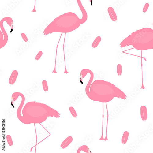  Vector flamingo bird seamless pattern