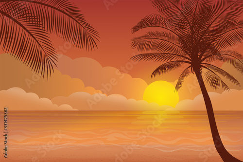 Sonnenuntergang mit Palme
