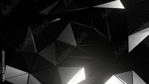 Black Geometric Video Background - Seamless 3D Rendering. Perfect Looping