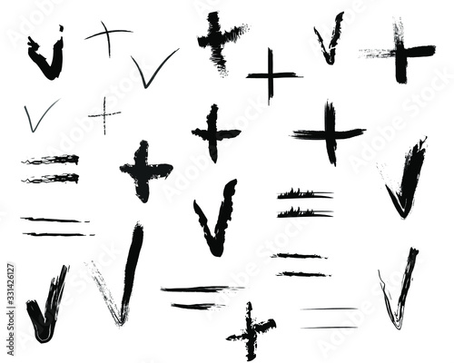 vector graphics smear elements addition subtraction equals, signs symbols