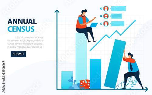 Vector Illustration For 2020 Population Census. Digital Concept With Survey And Check. Can Use For Landing Page, Template, Web, Mobile App, Poster, Banner, Flyer, Background, Website, Advertisement