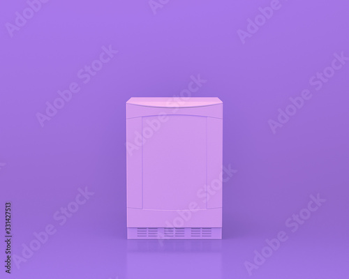 Wine fridge, Kitchen appliances in monochrome single pink purple color room, 3d rendering
