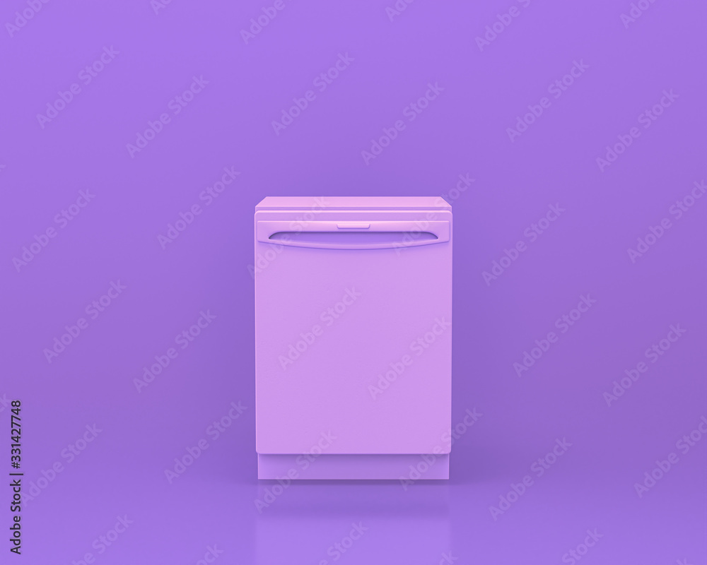 Dishwasher, Kitchen appliances in monochrome single pink purple color room, 3d rendering Dishwasher, Kitchen appliances in monochrome single pink purple color room, 3d rendering