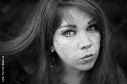 Fotografie Portrait rousse noir et blanc