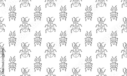 Danger Insect vector set. Web sign kit of line bugs. Beetle seamless pattern. Simple danger insect cartoon