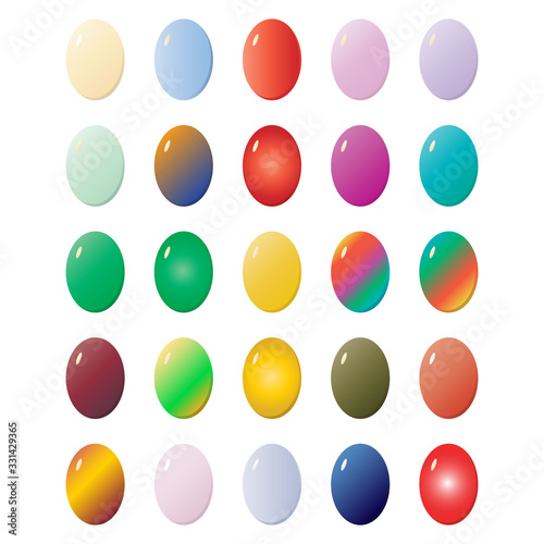 Easter eggs collection, for decoration for Easter. Objects on a white background