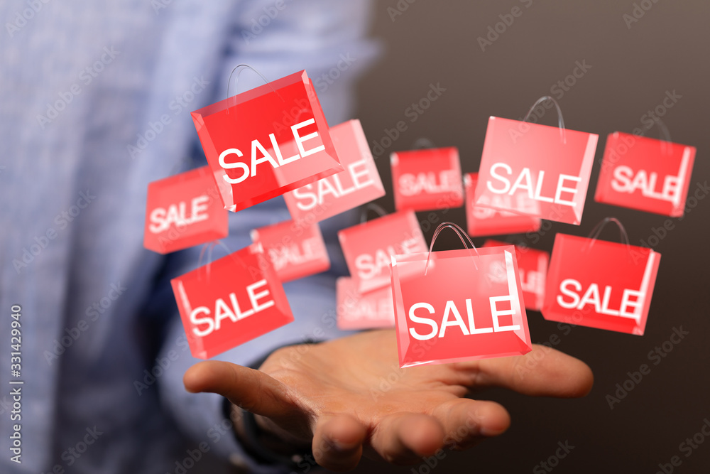 percent shopping digital in hand 3d. percent shopping digital in hand 3d.