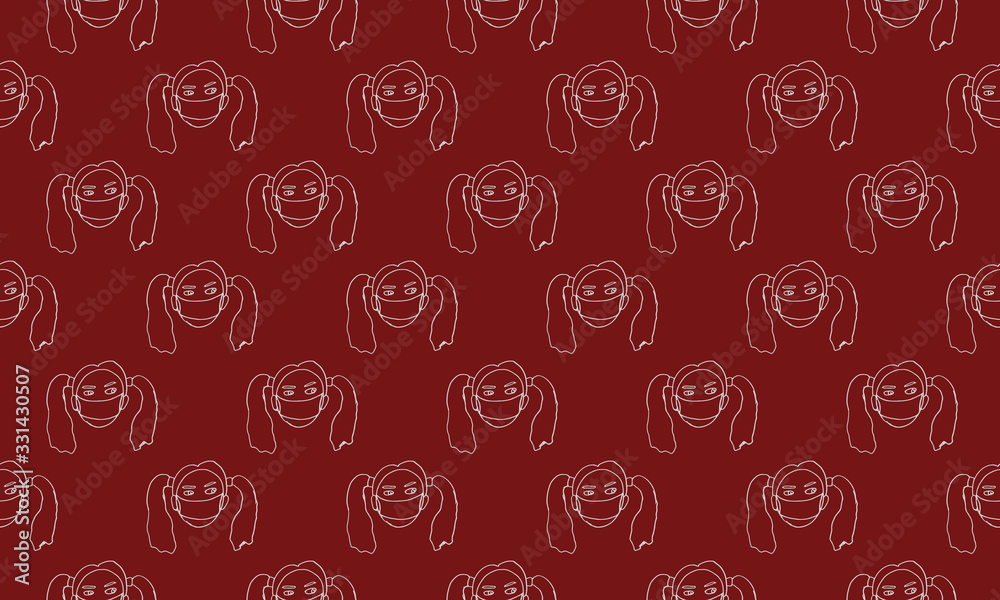 Vector line image of people wearing medical masks protecting themselves from the virus. Coronavirus covid-19 epidemic seamless pattern. Flash of influenza. Crowd of people.