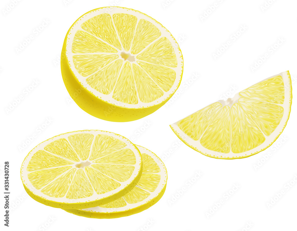 Slice of lemon. Half a lemon.