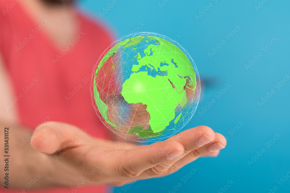 Human Hand Holding The World In Hands. Human Hand Holding The World In Hands.