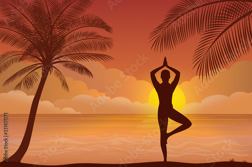 Abend Silhouette - vrksasana