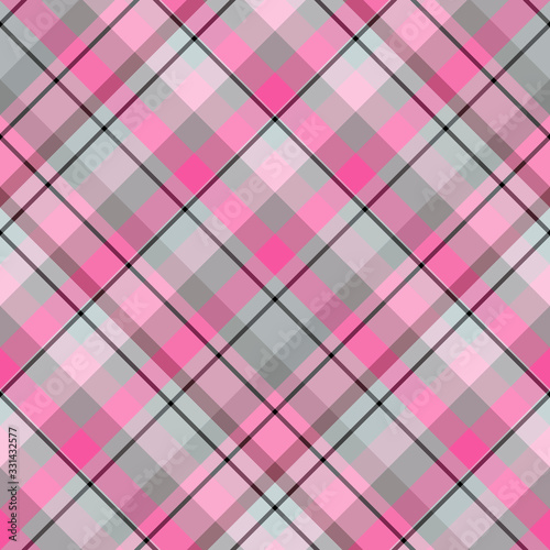 Seamless pattern in great cozy pink, grey and black colors for plaid, fabric, textile, clothes, tablecloth and other things. Vector image. 2
