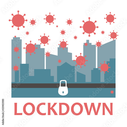 Coronavirus lockdown vector illustration. Isolate yourself from the virus. Covid-19 illustration