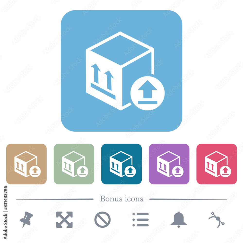 Package delivery flat icons on color rounded square backgrounds Package delivery flat icons on color rounded square backgrounds
