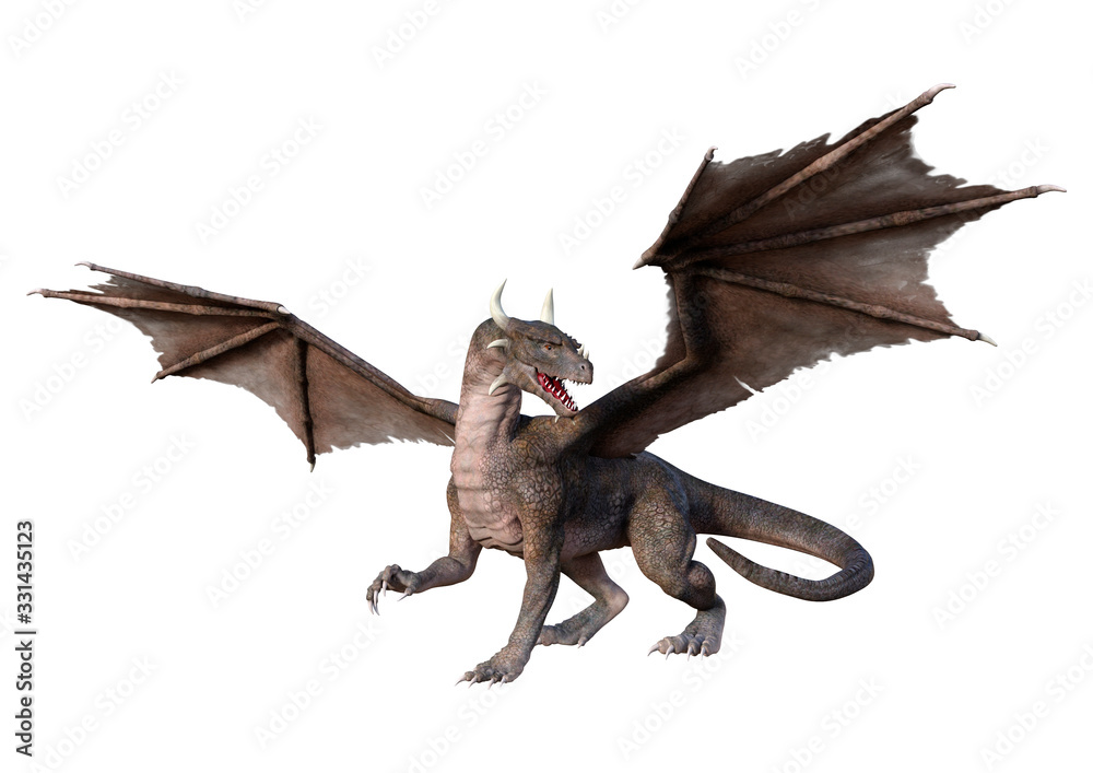 3D Rendering Fairy Tale Dragon on White 3D Rendering Fairy Tale Dragon on White