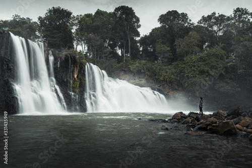 Waterfalls in Laos in bad weather