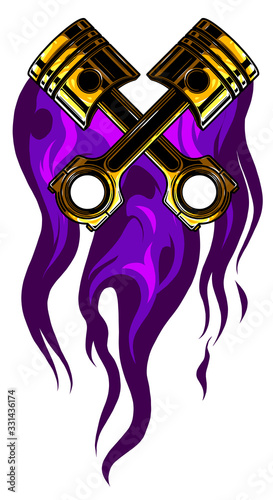 Piston Blazing, Car Racing Symbol vector Illustration