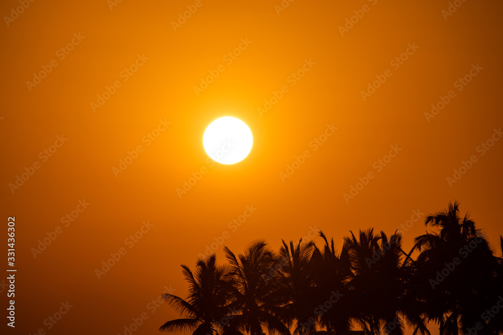 Sunset at Beach in Salalah Dhofar in Oman on Arabian peninsula