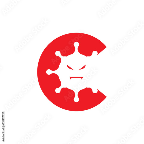letter C logo virus corona red color