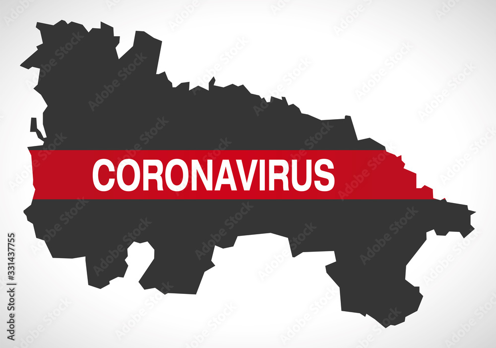 La Rioja SPAIN region map with Coronavirus warning illustration