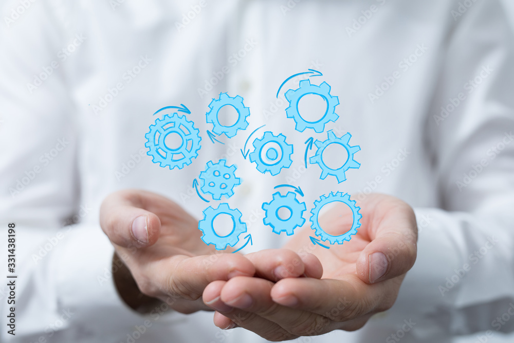 Business, Internet and technology concept. Business select gear icon on virtual screen. Business, Internet and technology concept. Business select gear icon on virtual screen.