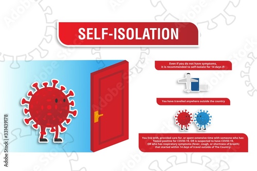 self isolation illustration concept tips and trick for preventing coronavirus covid-19 spread infographic vector