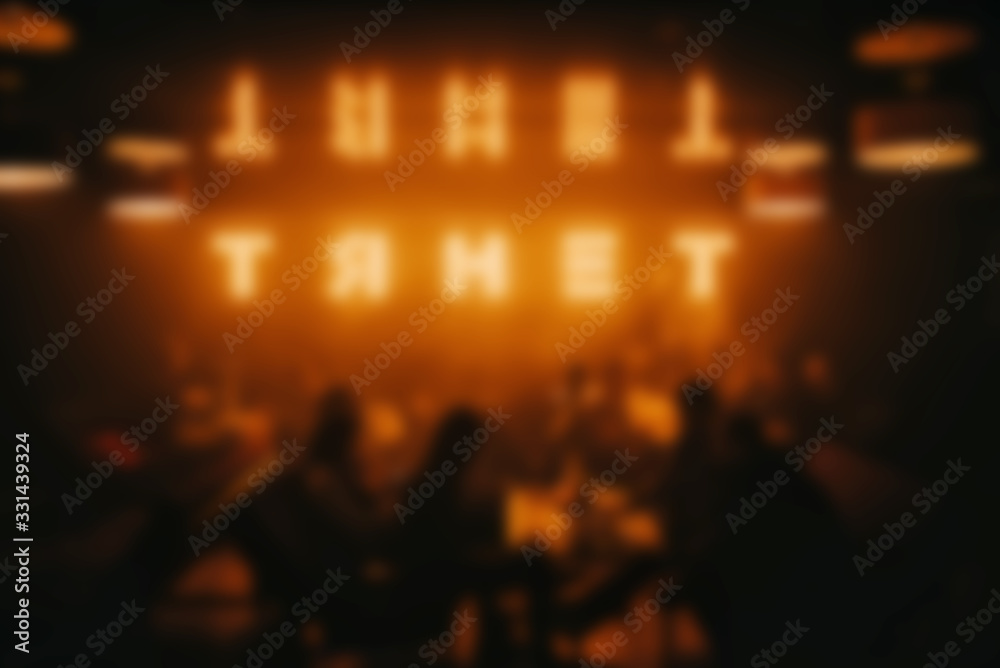 interior of the restaurant bar is out of focus with a blur