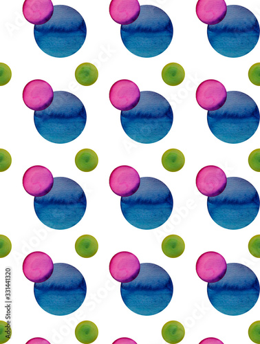 Watercolor seamless pattern of multicolored circles. For textiles, scrapbooking , and printing.