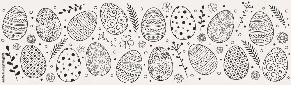 Beautiful Easter eggs - decoration. Vector