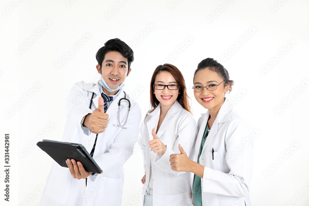 ung asian chinese malay male female doctor on white background holding pad tab disuses think talk share ung asian chinese malay male female doctor on white background holding pad tab disuses think talk share