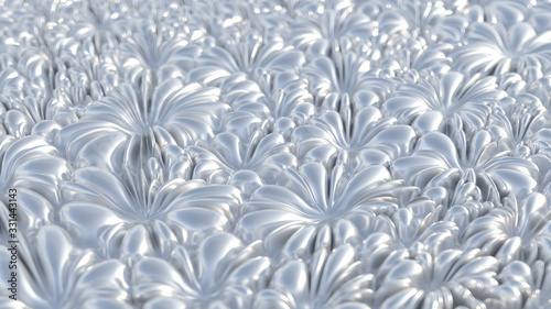 Abstract chrome flowers wall pattern. Chromium background