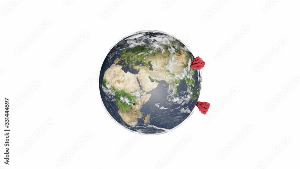 Coronavirus Covid-19 Cell Virus Apreads around the World Earth Planet 2019-nCoV. 3d animation on White Background. Coronavirus Covid-19 Cell Virus Apreads around the World Earth Planet 2019-nCoV. 3d animation on White Background.