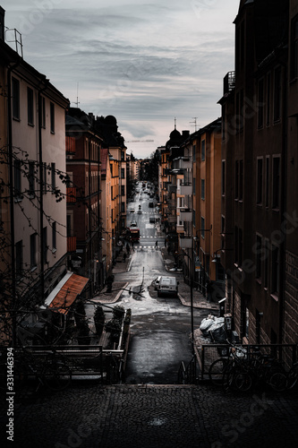 Canvas Print Street in Stockholm in a cloudy day