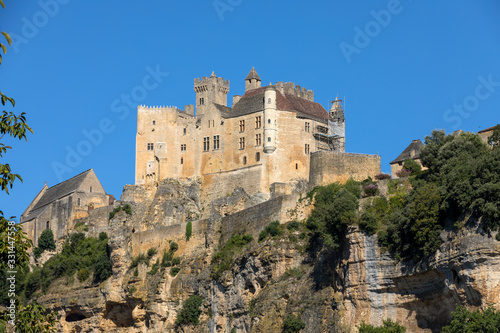  The medieval Chateau de Beynac rising on a limestone cliff above the Dordogne River. France  Dordogne department  Beynac-et-Cazenac