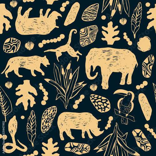 Tropical seamless pattern. Safari wallpaper.
