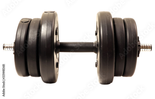 A dumbbell isolated o a white background. © Michail