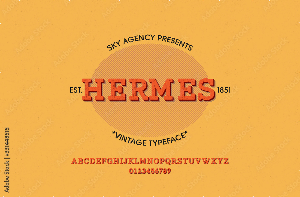 Vintage style font and alphabet for different designs. Hermes typeface  Stock Vector | Adobe Stock