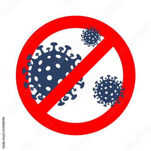 Coronavirus Covid 19 stop vector icon. Coronavirus 2019 nCov, virus epidemic outbreak, antiviral stop sign