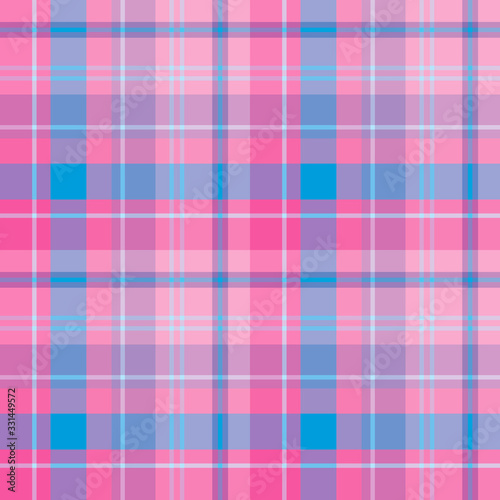 Seamless pattern in great creative pink, blue and violet  colors for plaid, fabric, textile, clothes, tablecloth and other things. Vector image.