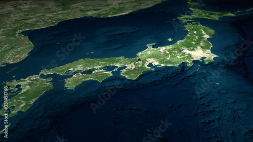 Japan topographic map, elevation, relief