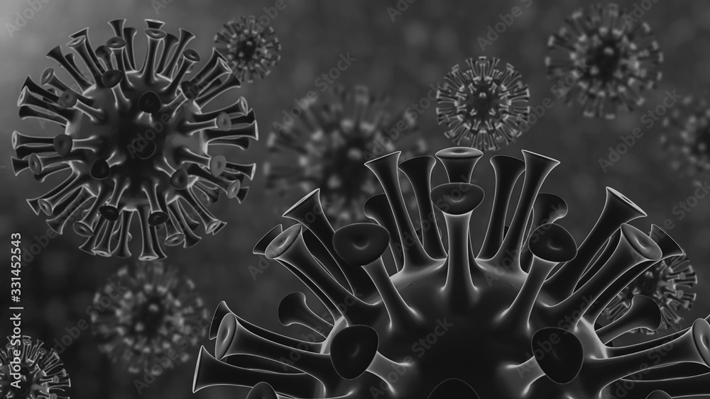 Black and white Coronavirus picture covid-19, 2019-ncov dangerous flu / virus outbreak. World in quarantine Black and white Coronavirus picture covid-19, 2019-ncov dangerous flu / virus outbreak. World in quarantine