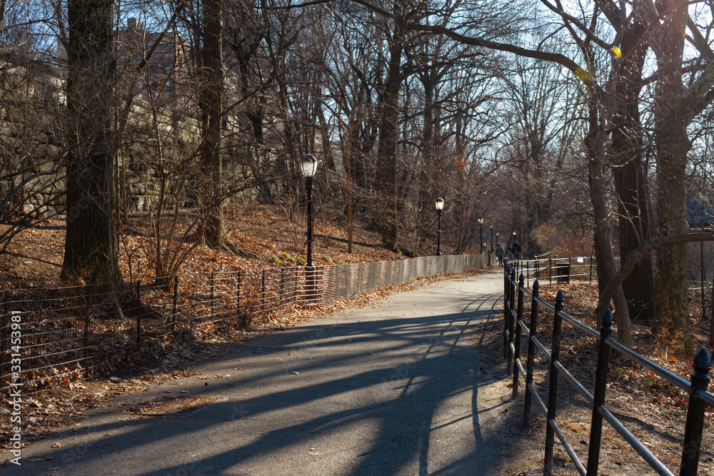 Empty Path at Riverside Park in Morningside Heights of New York City