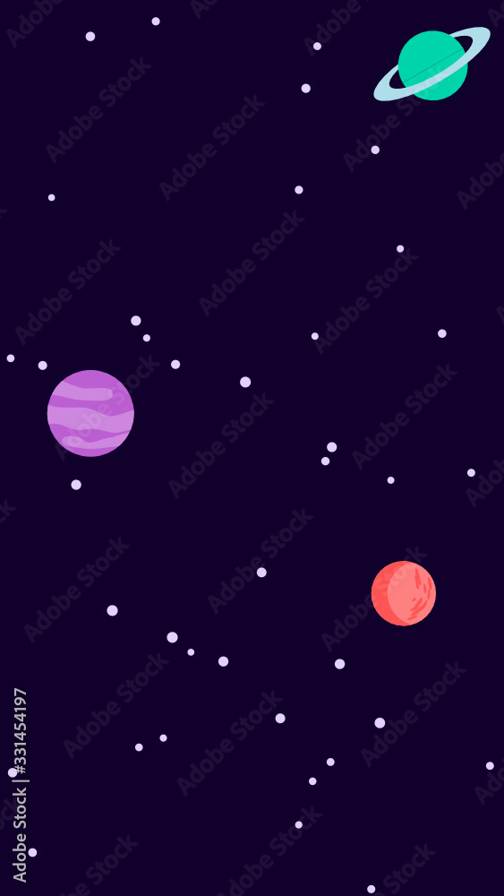 vertical space background, endless starry space background with planets