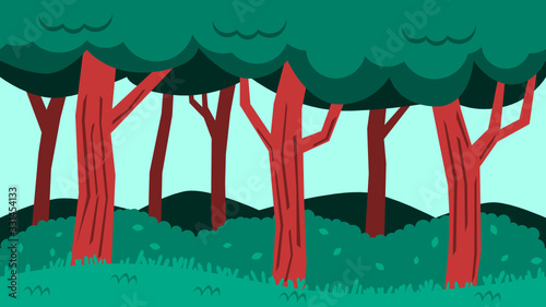 parallax forest background, endless flat design forest
