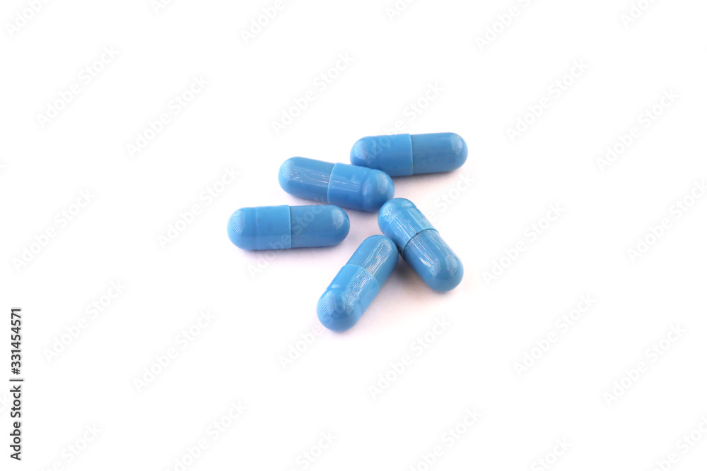 blue tablets on a white background