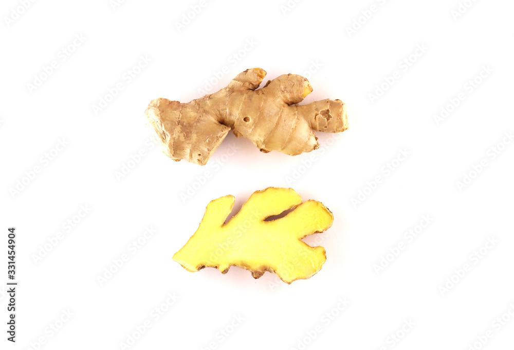 ginger root on a white background ginger root on a white background